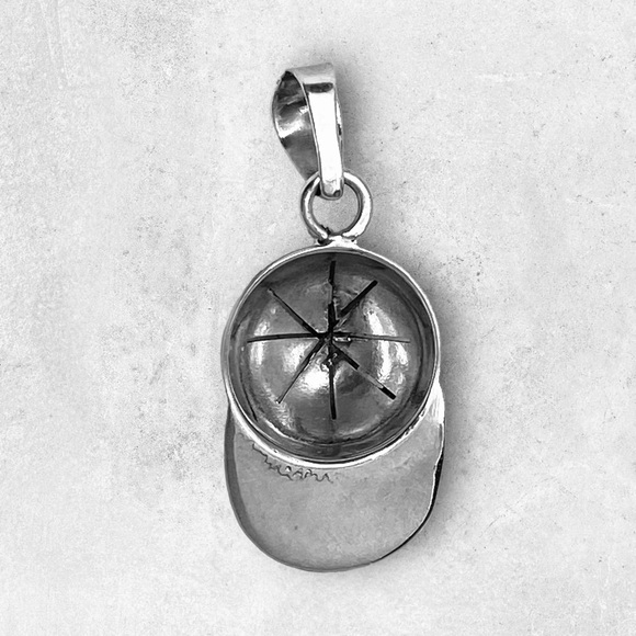 925 Mexico Sterling Silver Baseball Softball Sports Cap Hat LARGE Pendant - Picture 4 of 5